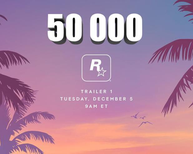 50 000 пользователей YouTube ждут трейлер GTA 6, который представят только через 15 часов